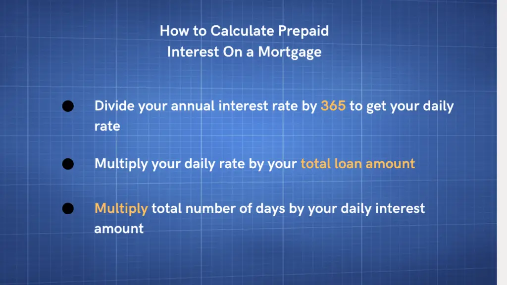 how to calculate prepaid interest on a mortgage